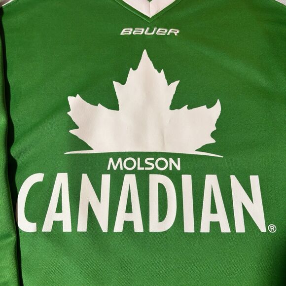 Bauer Team Molson Canadian Green White Irish Hockey Jersey Men's Size XL - Picture 2 of 11